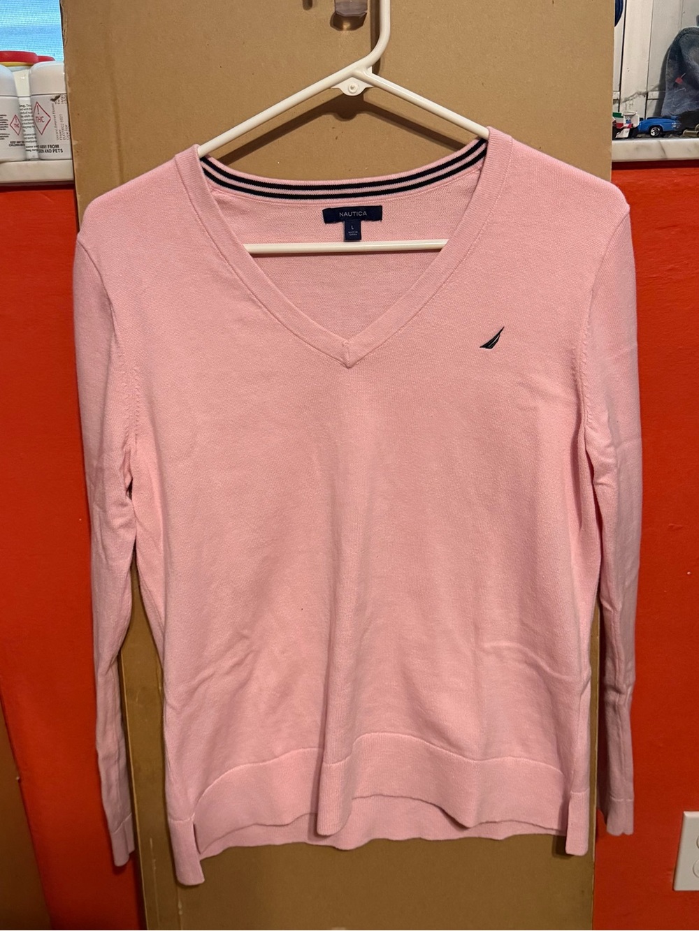 Nautica Light Pink V-Neck Sweater